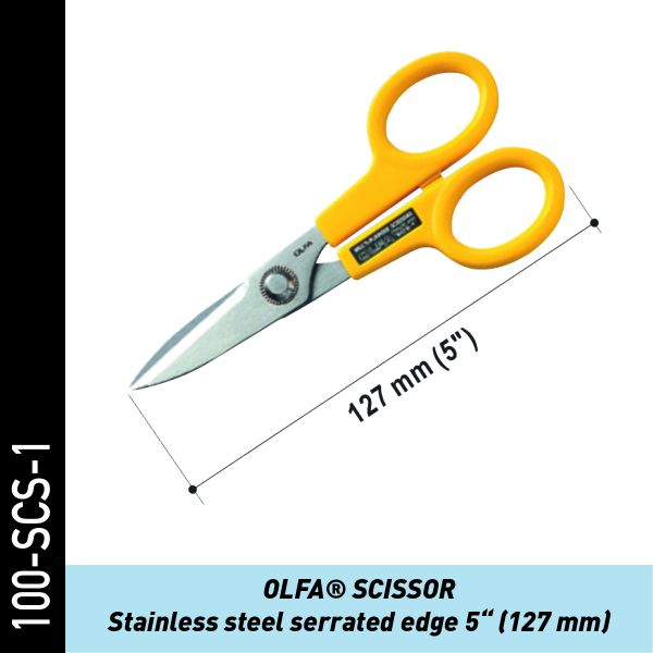 OLFA 5" Edelstahlschere mit gezacktem Messer | Folienmesser