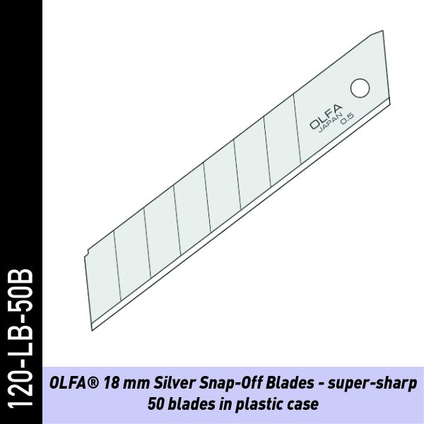 OLFA Snap-Off Klingen, silber 45° - 50er Blister