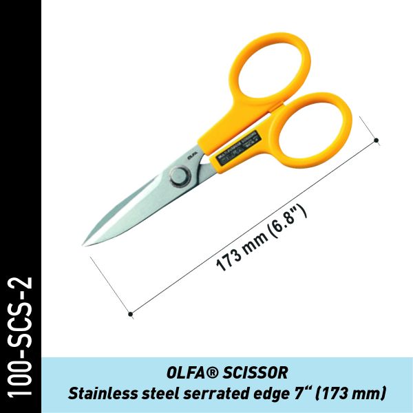 OLFA 7" Edelstahlschere mit gezacktem Messer | Folienmesser
