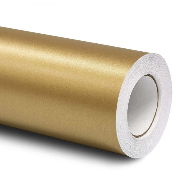 Folindo Alu Brushed selbstklebende 3D Luftkanal Autofolie Gold