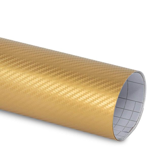 3D Carbon Autofolie Gold mit Luftkanälen und 3D Struktur Car Wrapping Folie