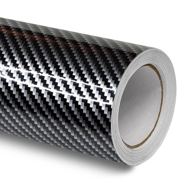2D Carbon Folie glänzend Schwarz Silber Car Wrapping Luftkanal Autofolie