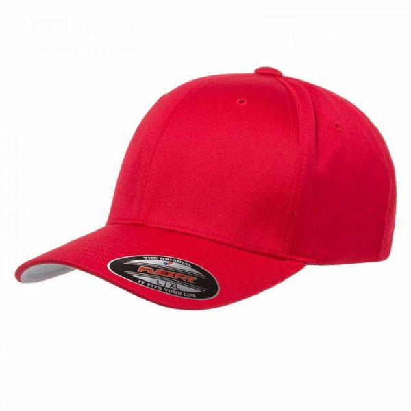 Flexfit® Baseball Cap Wooly Combed Kappe Basecap Rot