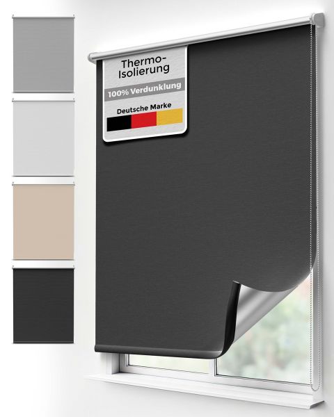 Klemm Rollo Verdunkelungsrollo ohne Bohren | Thermo Rollo easy fix Klemm Montage | Größe wählbar