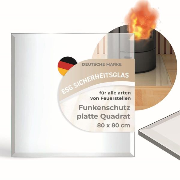 Funkenschutzplatte ESG Sicherheitsglas mit 18mm Facettenschliff – Kamin Glas Bodenplatte Glasplatte