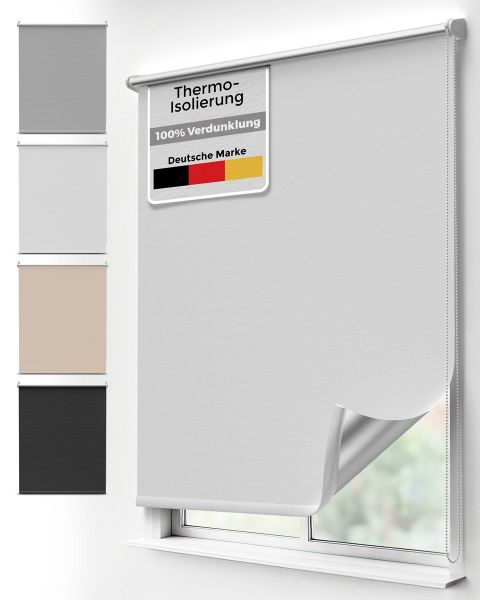 Klemm Rollo Verdunkelungsrollo ohne Bohren | Thermo Rollo easy fix Klemm Montage | Größe wählbar