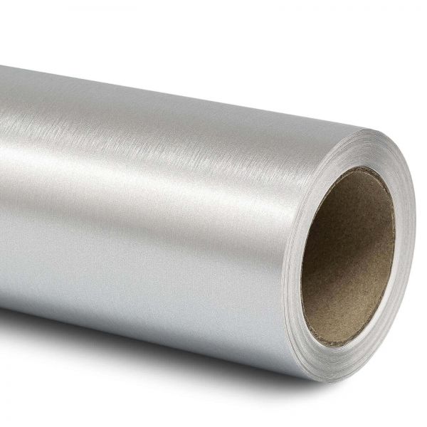 Folindo Chrom Brushed selbstklebende 3D Luftkanal Autofolie Silber