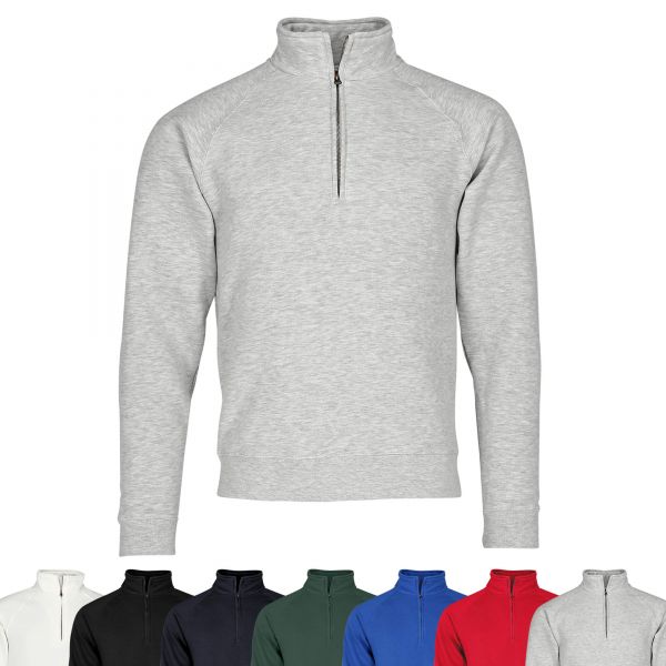 Fruit of the Loom® Premium Zip Neck Sweat Reißverschluss Pullover 62032094 Graumeliert