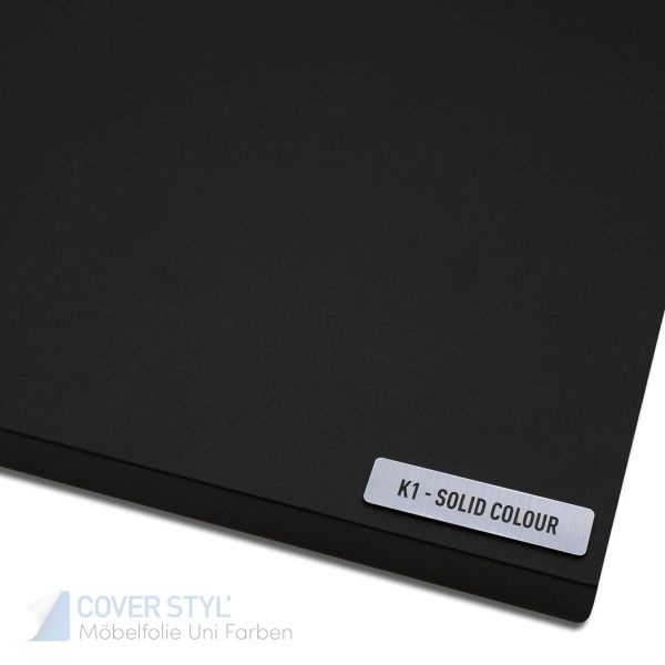 Cover Styl'® Möbelfolie Uni einfarbige Dekorfolie K1 Mat Black Velvet Grain