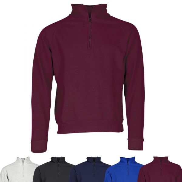 Fruit of the Loom® Classic Zip Neck Sweat Sweatshirt Zipper Pullover mit Reißverschluss 62114041 Burgund