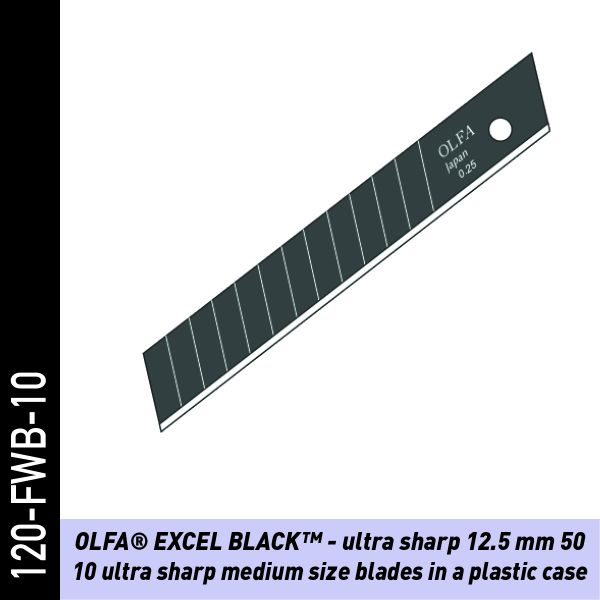 OLFA Excel 12.5mm Cutterklingen - Ultra scharf, schwarz | Folienmesser-Klingen