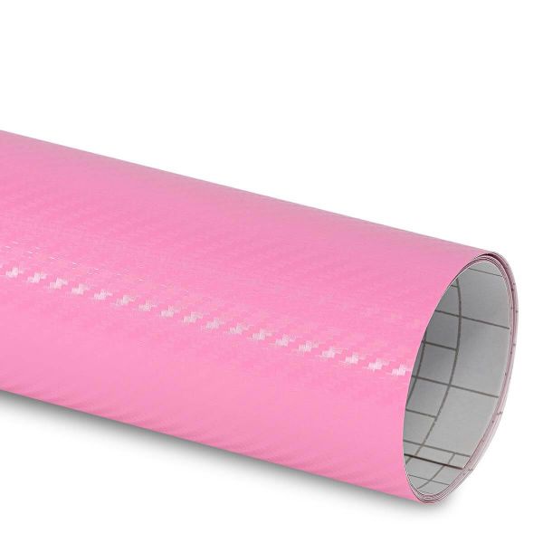 3D Carbon Autofolie Pink mit Luftkanälen und 3D Struktur Car Wrapping Folie