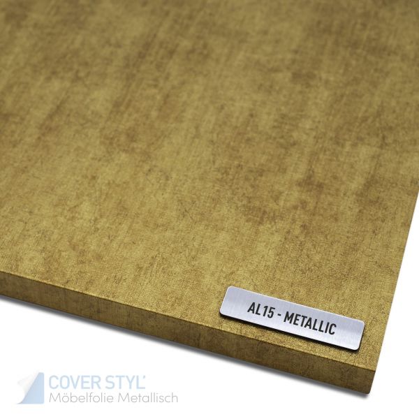 Cover Styl'® Möbelfolie Metalloptik Dekorfolie Metallic Folie mit 3D Struktur AL15 Dark Gold Fabric