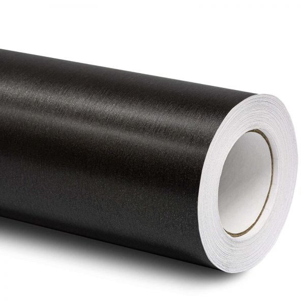Folindo Alu Brushed selbstklebende 3D Luftkanal Autofolie Schwarz