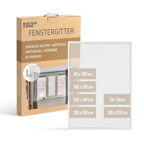 Klemm Fliegengitter mit Aluminium Rahmen für Fenster & Türen Insektenschutz Gitter Bausatz