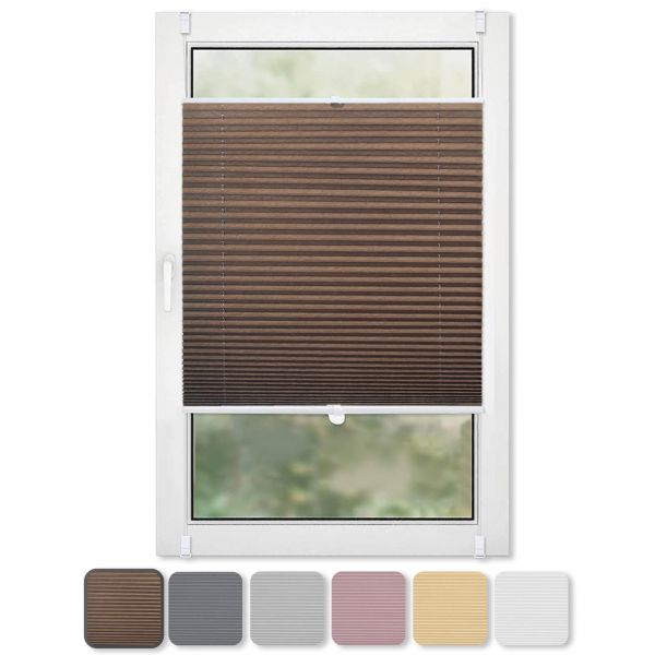 SunCollection Klemm Plissee ohne Bohren Blickdichtes easy Fix Faltrollo mit Klemm-Halterung Taupe
