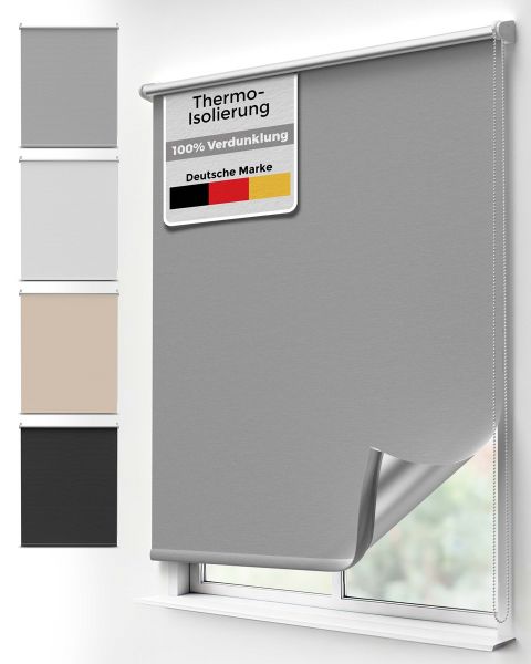 Klemm Rollo Verdunkelungsrollo ohne Bohren | Thermo Rollo easy fix Klemm Montage | Größe wählbar